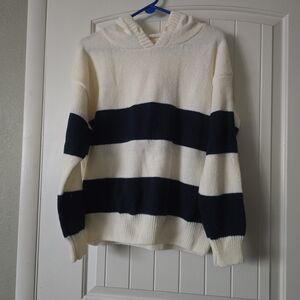 Striped Cream and Black Women's Hoodie